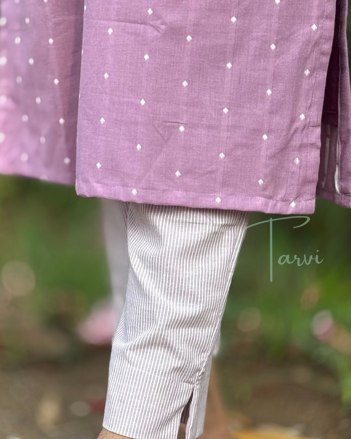 Light Wine Pure Cotton Handloom Cord Set with Pocket & Cotton Lining