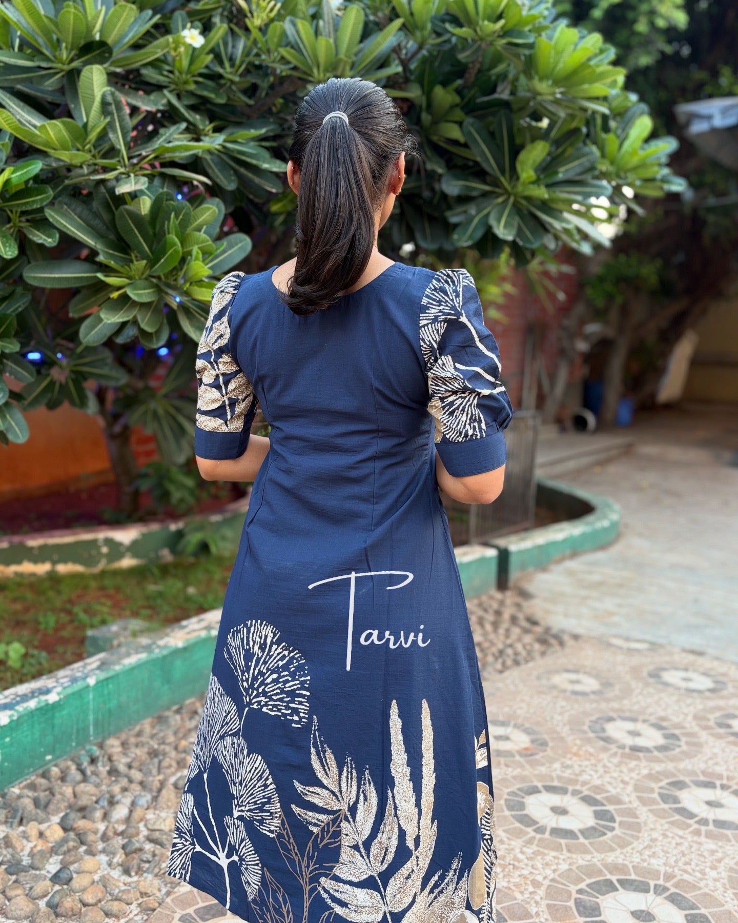 Navy Cotton Maxi with Floral print