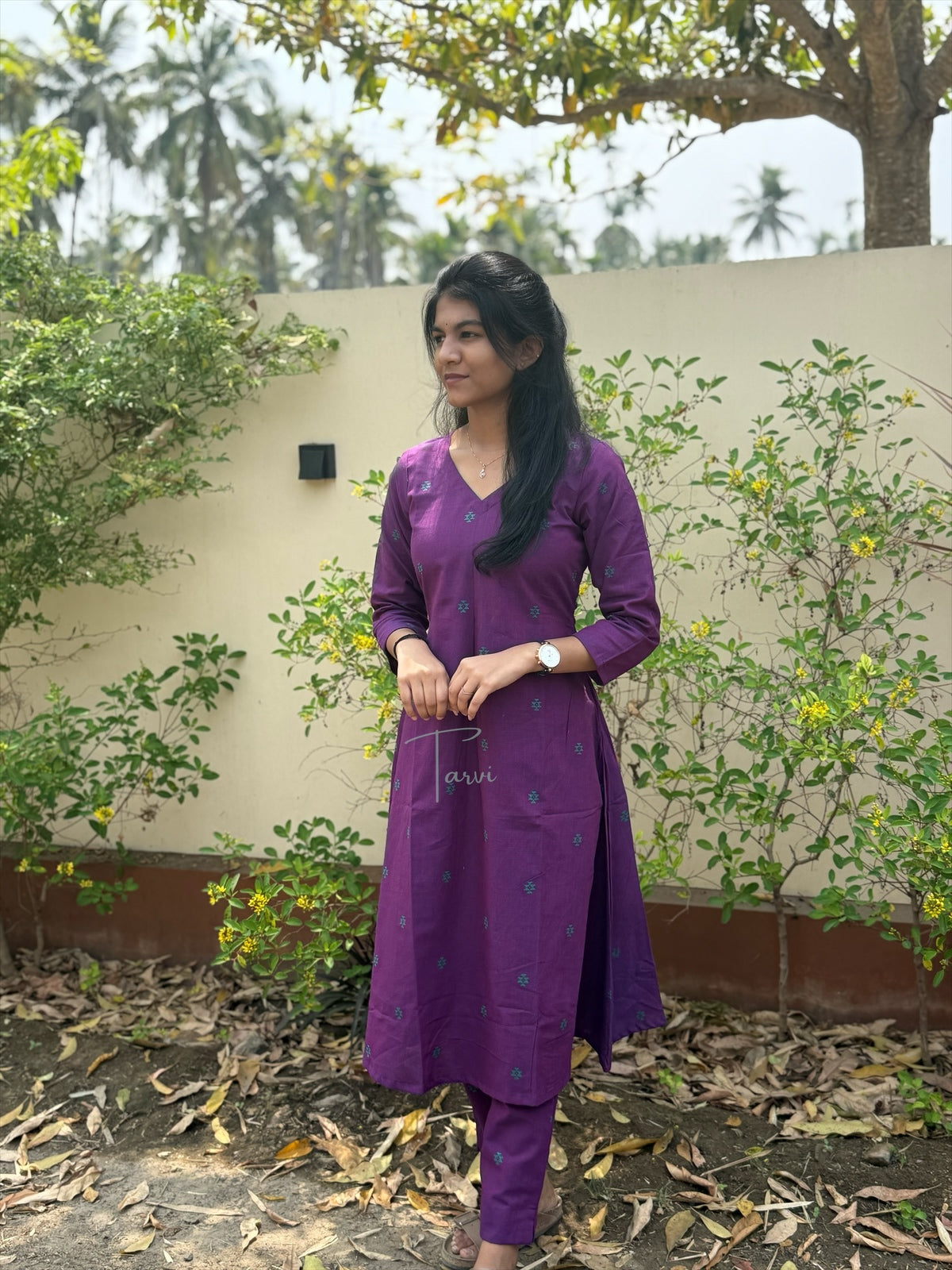 Cotton Handloom A line Cord Set with Cotton Lining