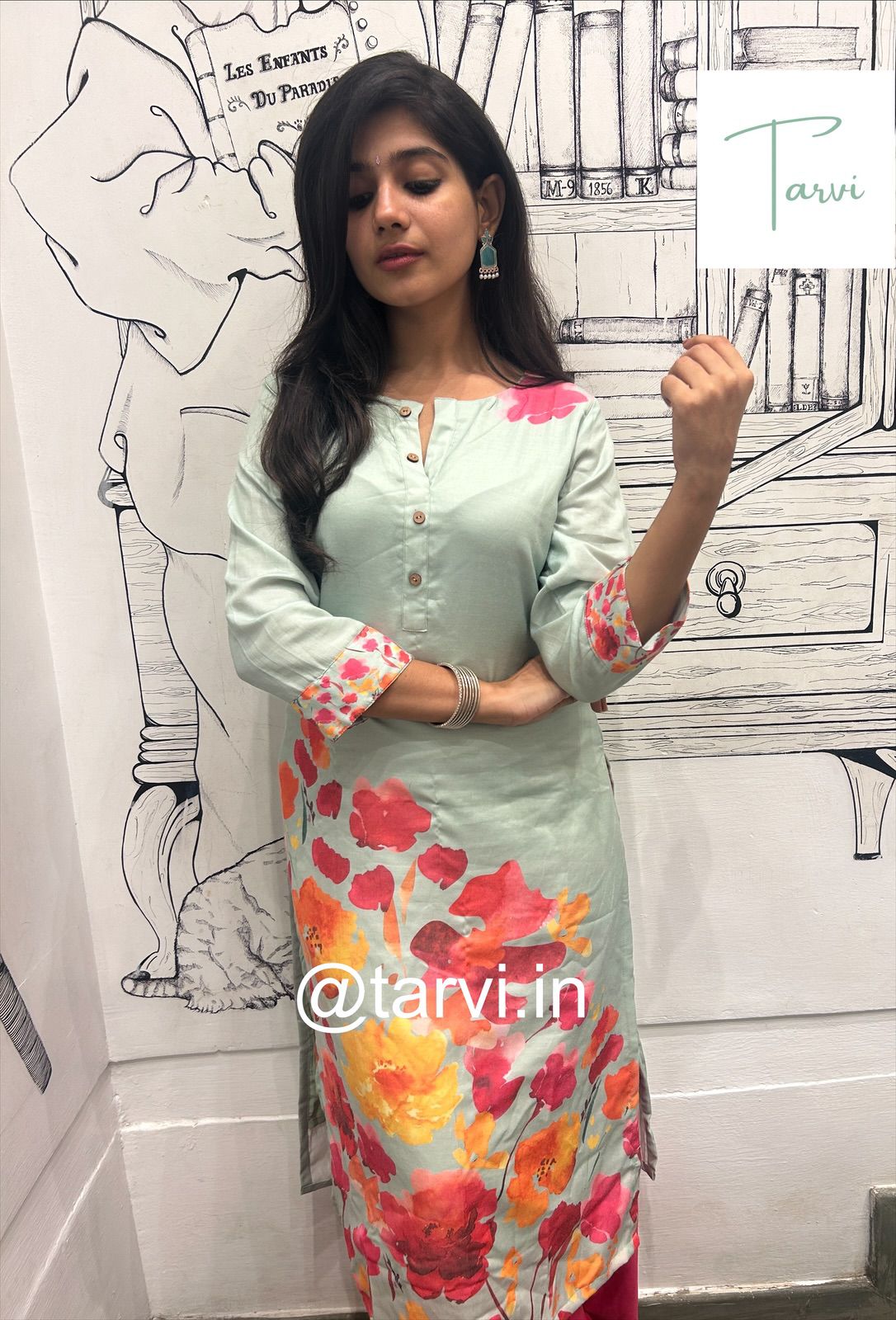 Discover Timeless Elegance with our Muslin Floral Print Kurtis(Only Top)