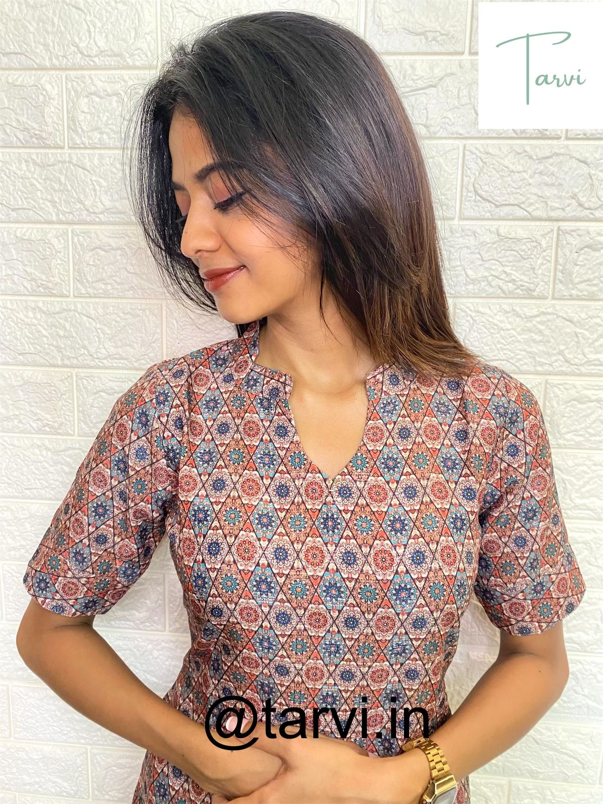 Sparkle Style Kurti: Embroidered Cotton Print