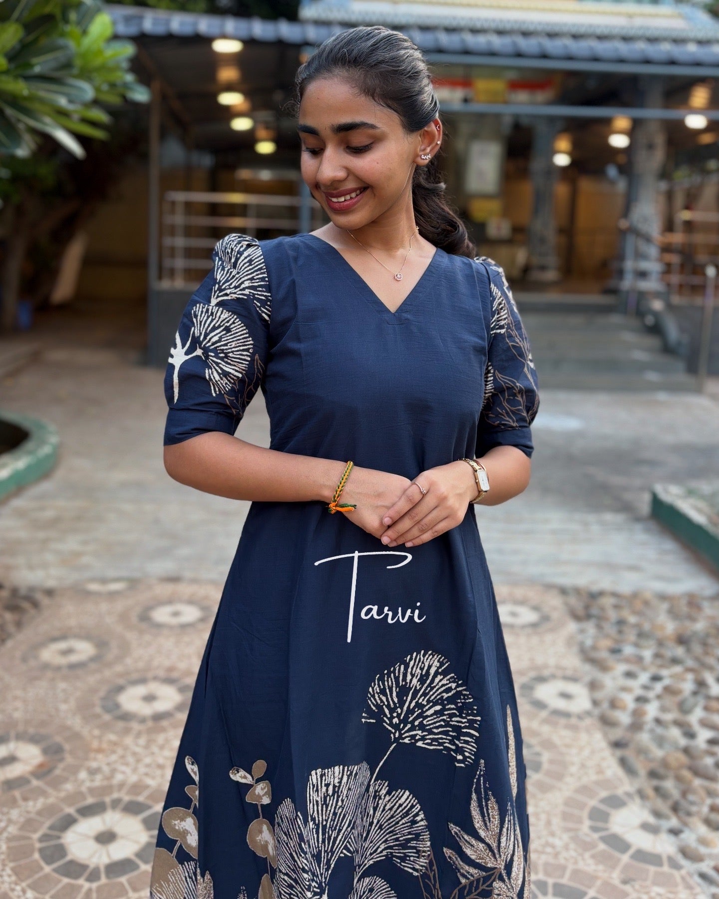 Navy Cotton Maxi with Floral print