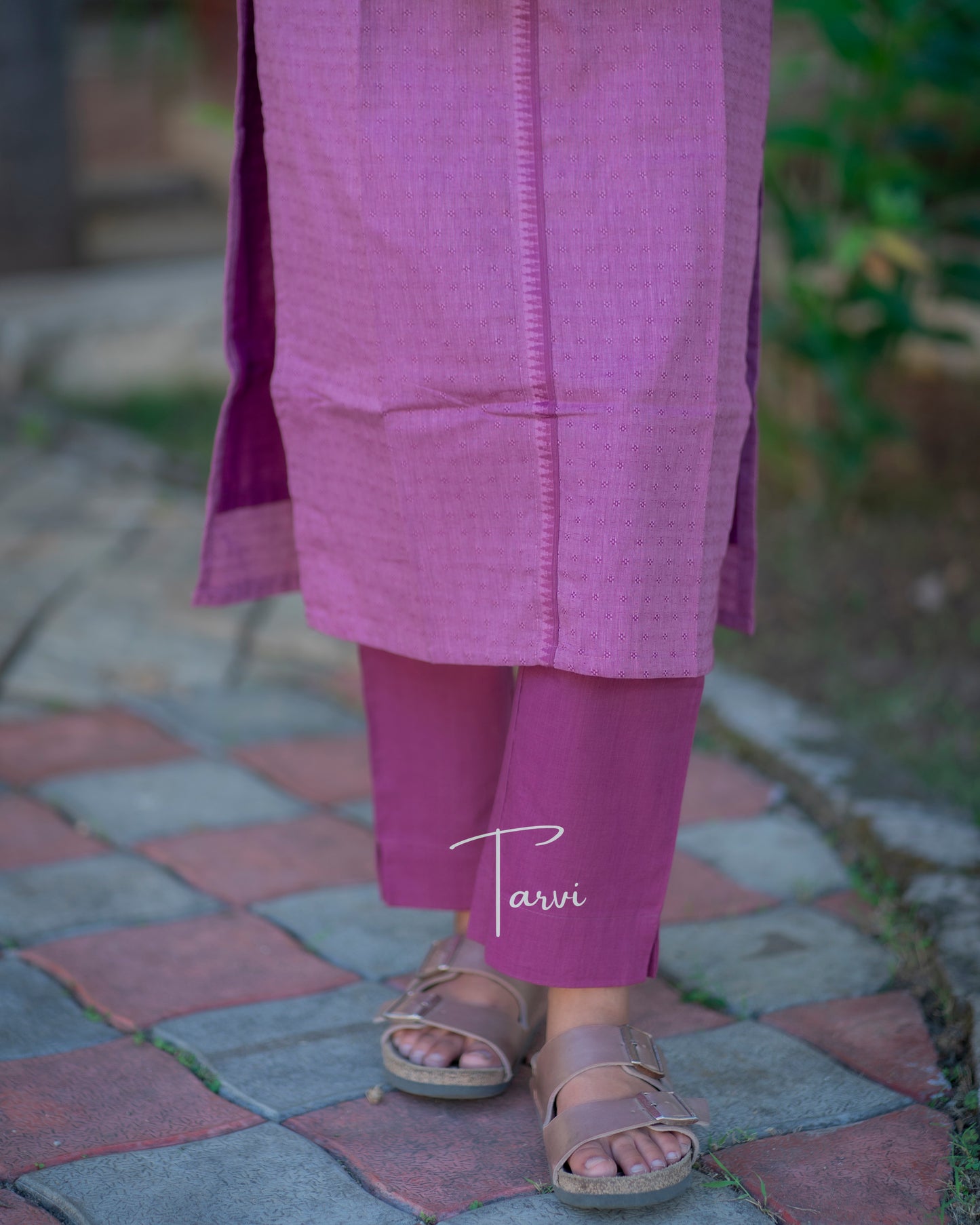 Vintage Rose Soft Pure cotton Handloom 3 pc Kurti Set