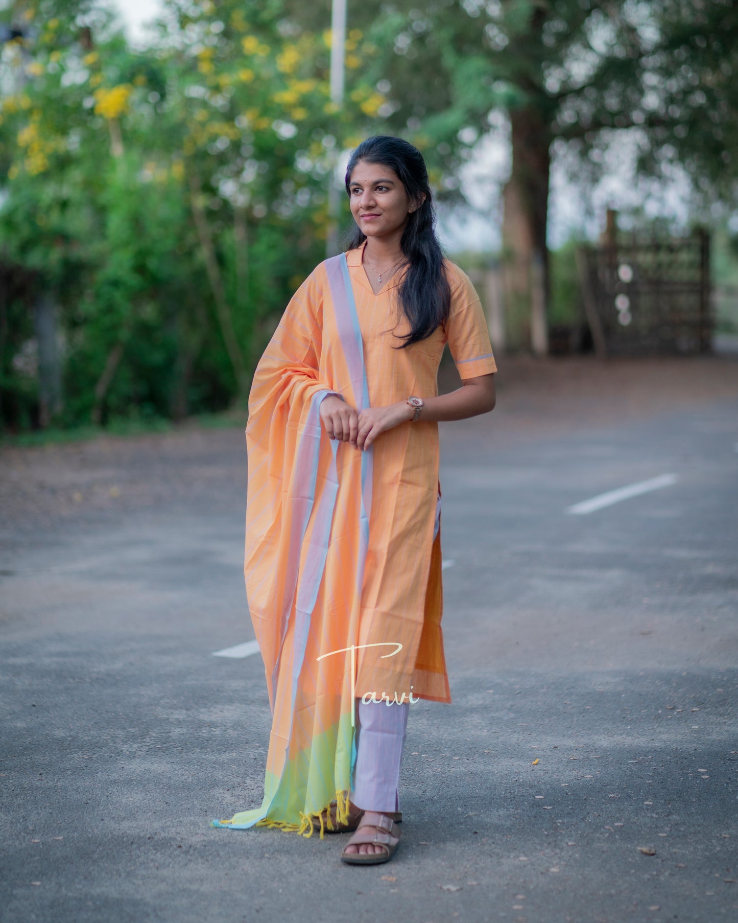 Apricot Sustainable Pure Super Soft cotton 3 pc Kurti Set