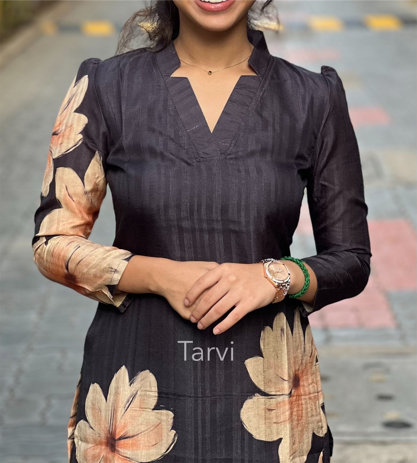 Tussar Silk Kurti with floral print