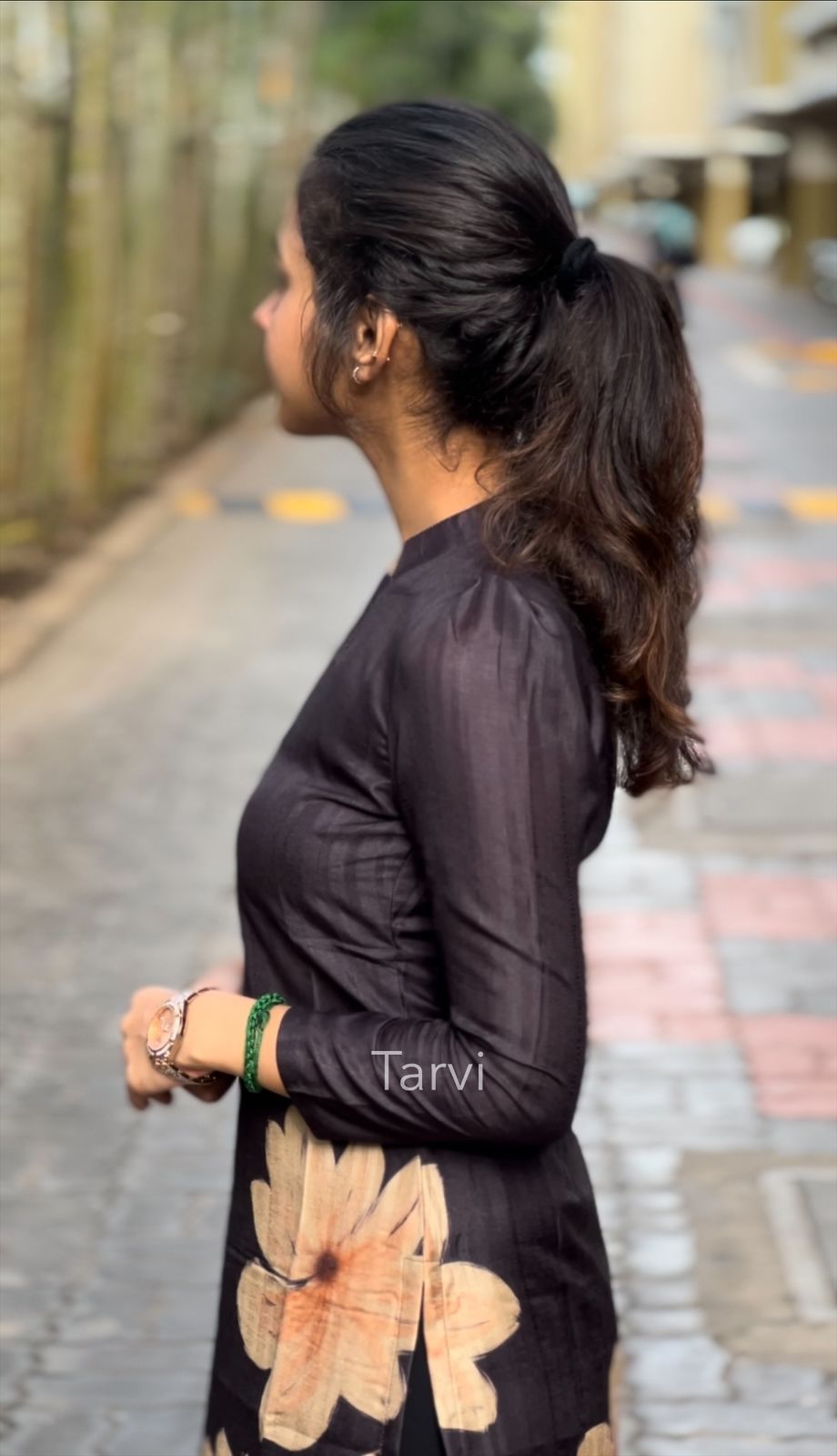 Tussar Silk Kurti with floral print