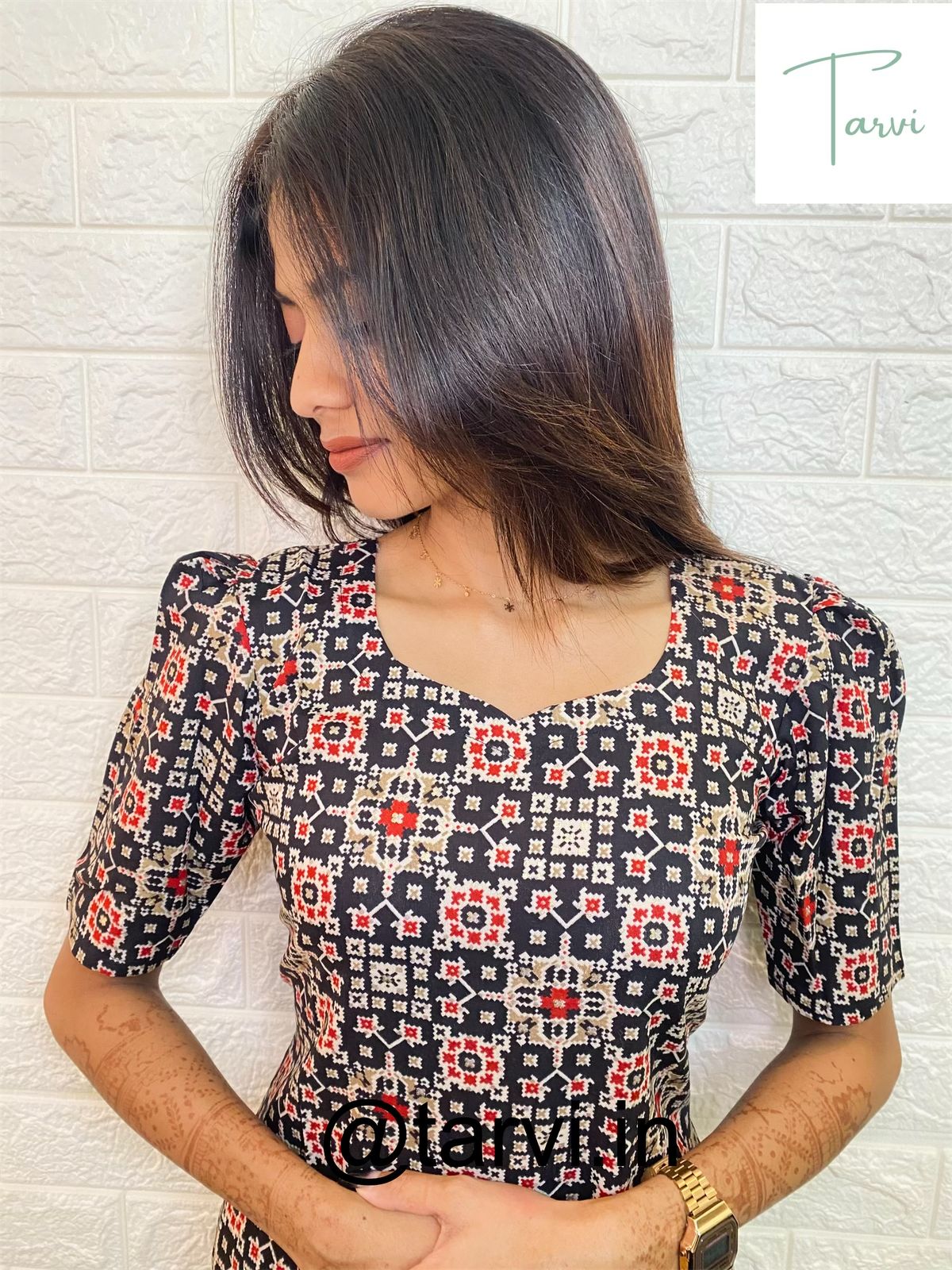 Radiant Cotton Rayon Kurti with Patola Print