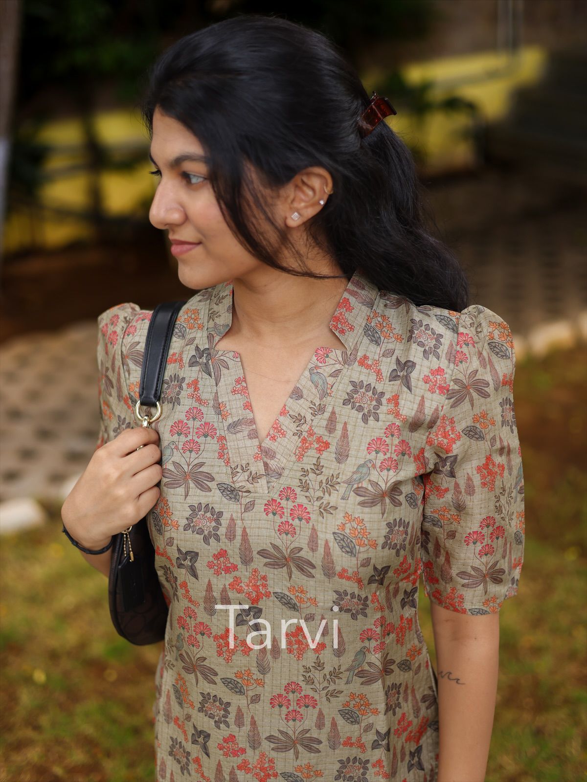 Manipuri Silk Green Floral Kurti