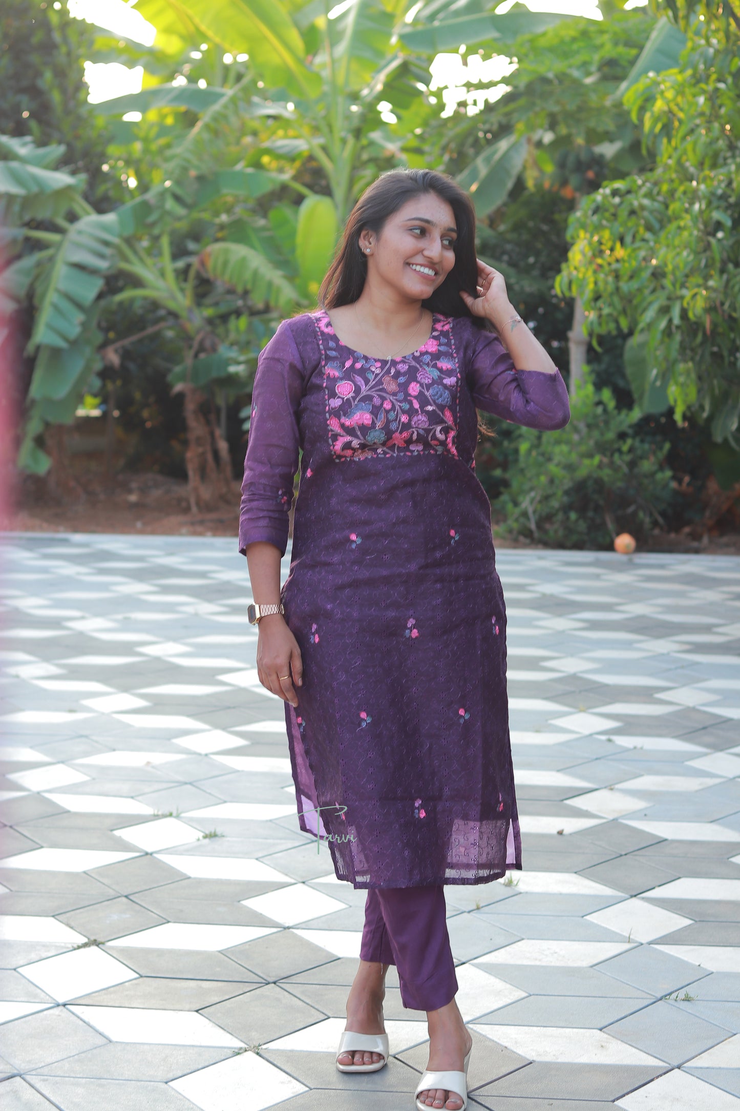 Cotton Hakoba 3-Piece Kurti Set.