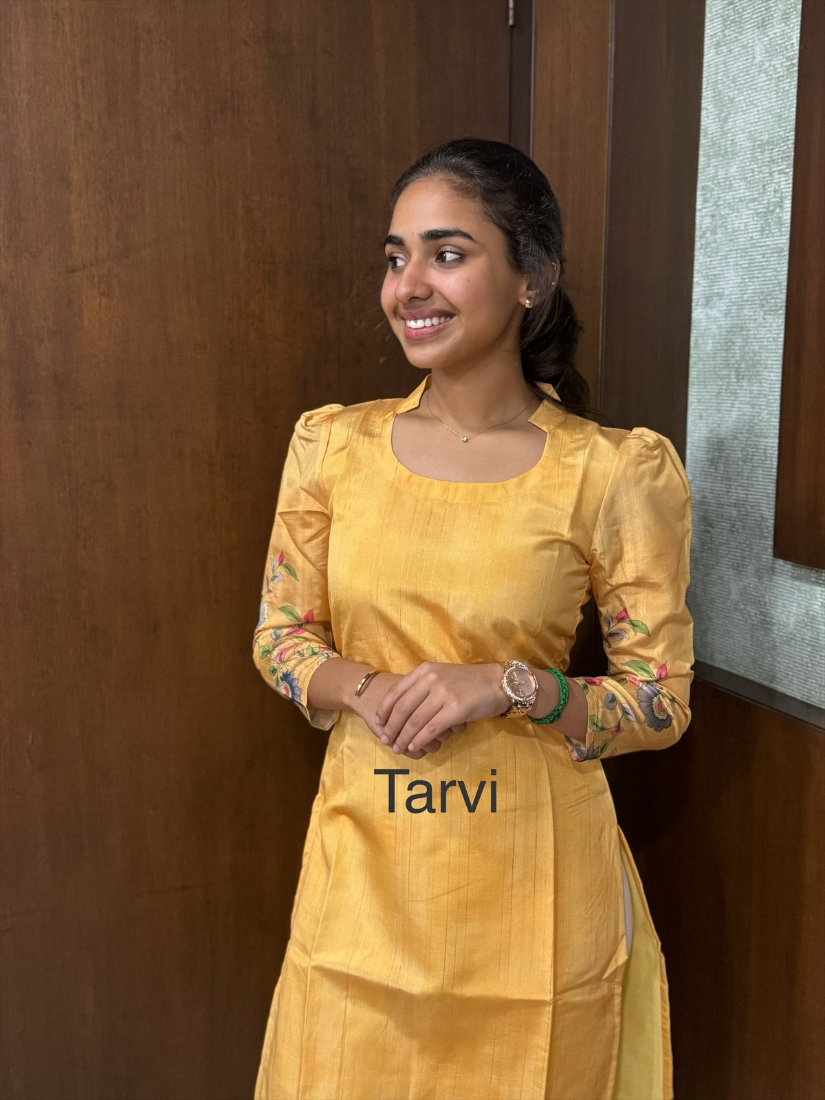 Tussar Silk Kurti with Floral Print