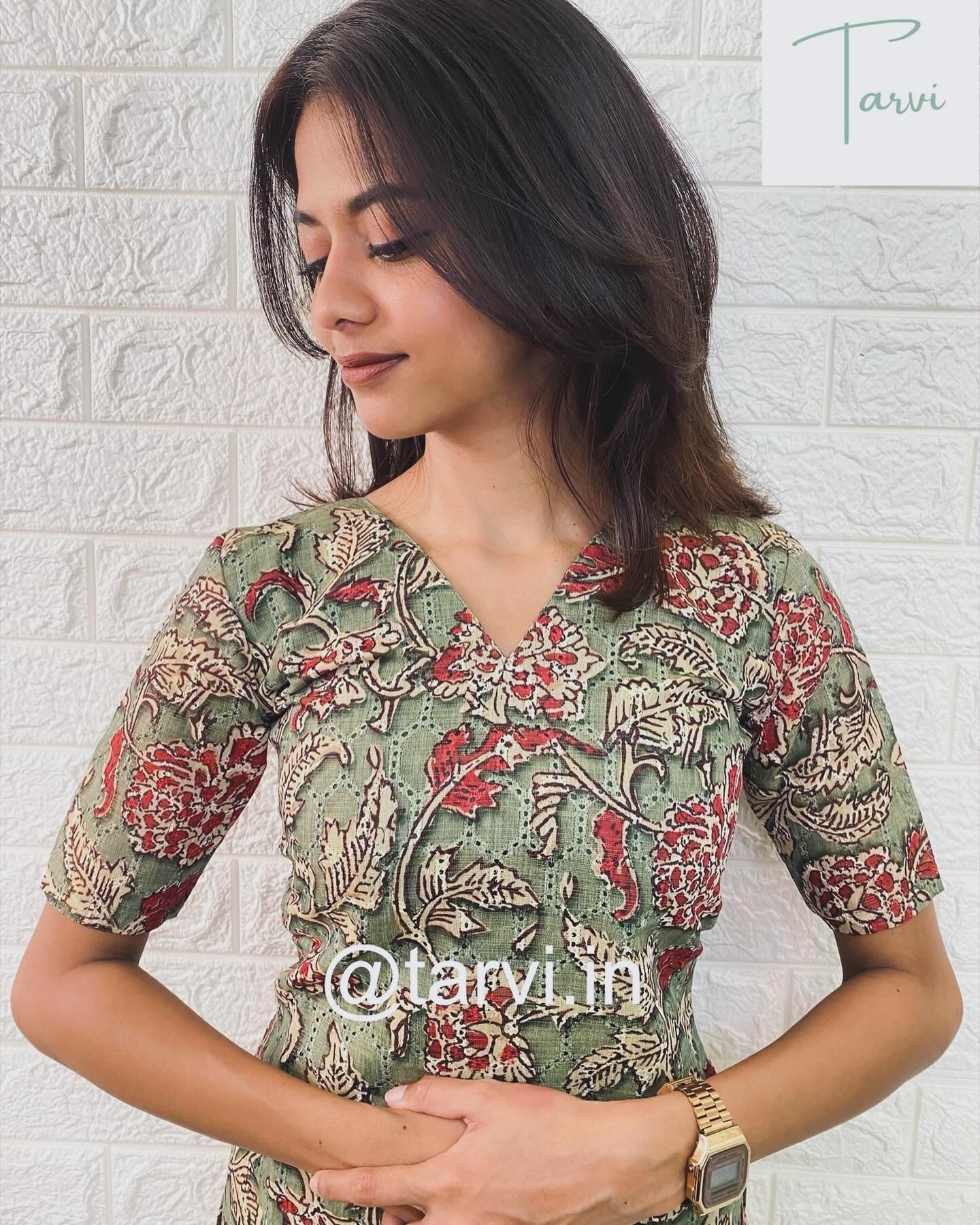 Cotton Tissue Hakoba with Kalamkari Print Kurti