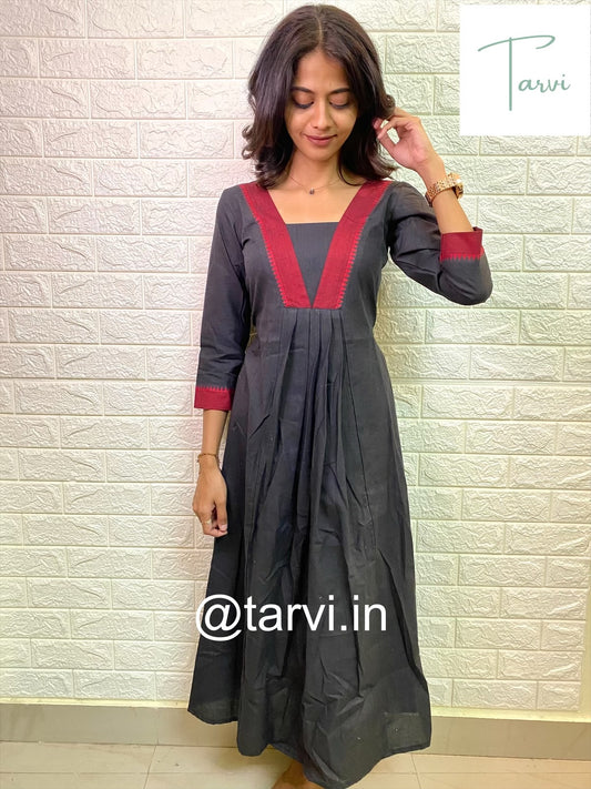 Black Cool Cotton Khadi Kurti