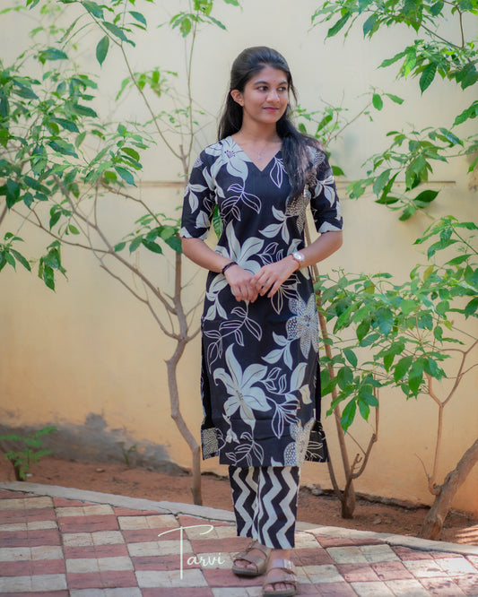 Black Pure Cotton Cord set
