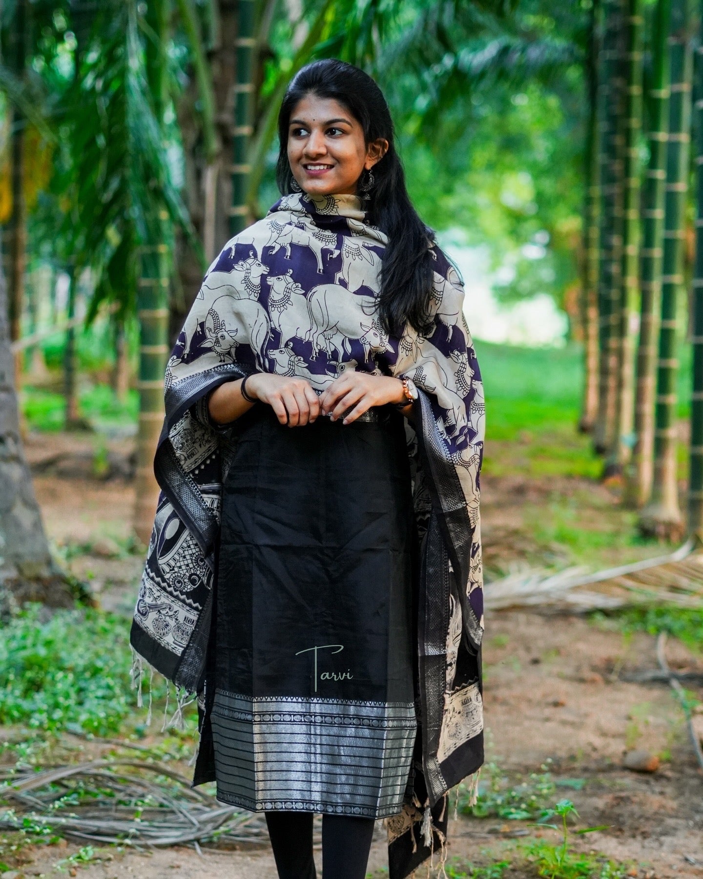 Mangalagiri Premium Silk Kurti with Kalamkari Dupatta.