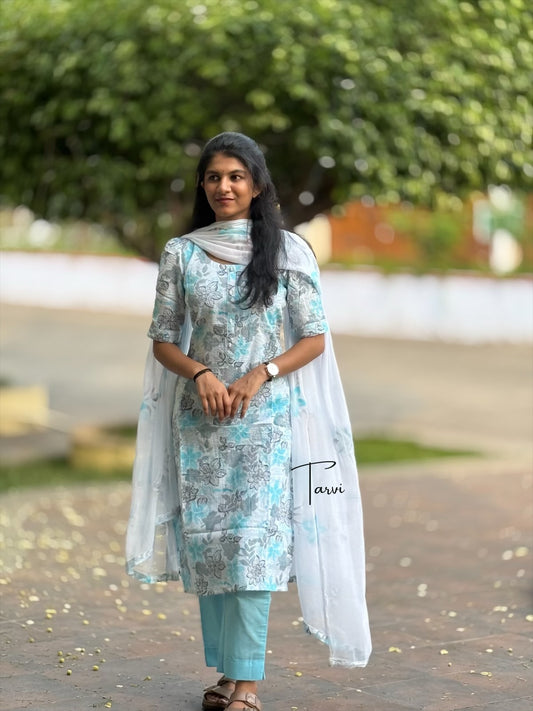 Pure cotton Kantha 3 pc Kurti Set with cotton lining