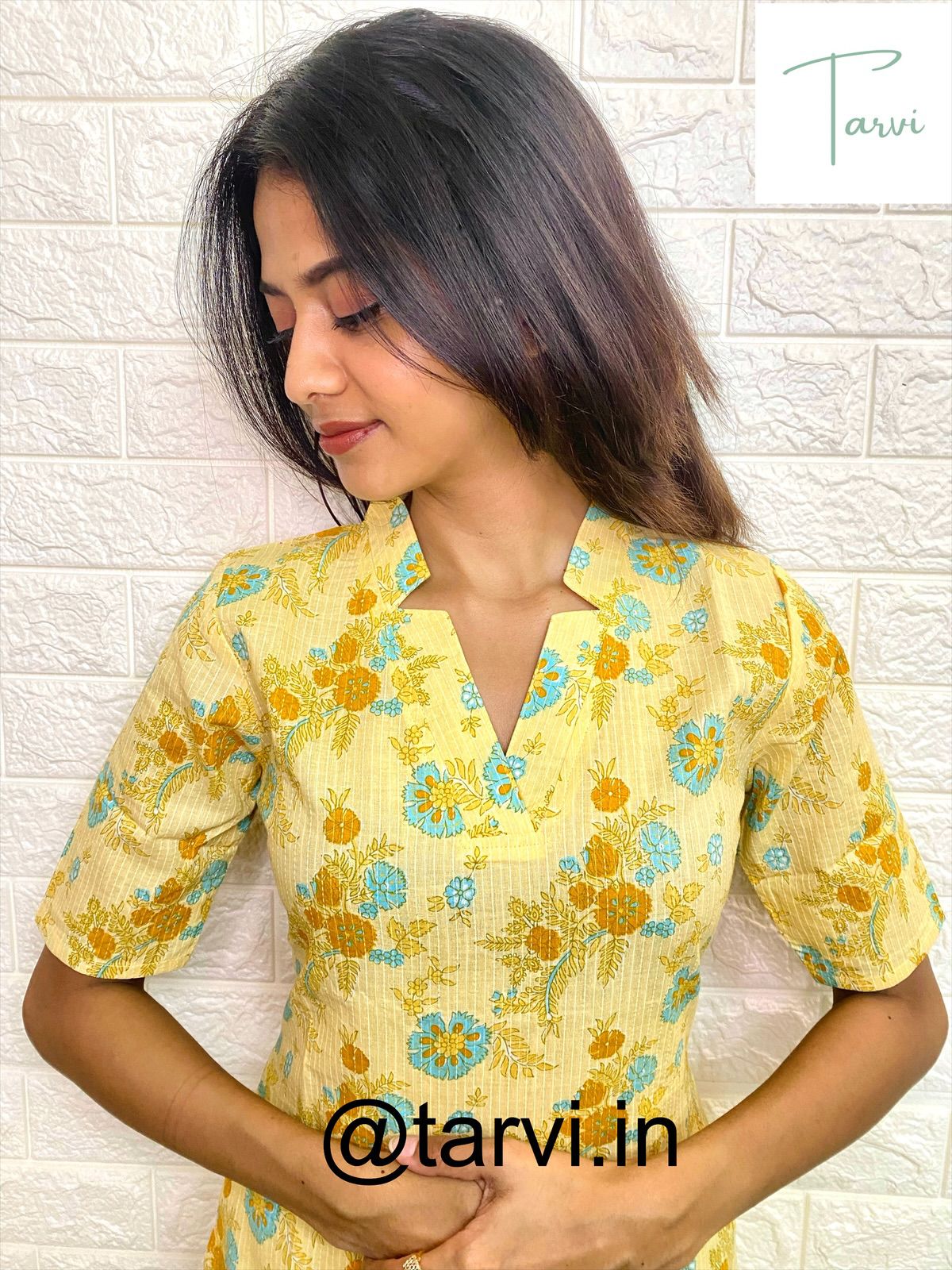 Cool cotton Kantha Yellow kurtis