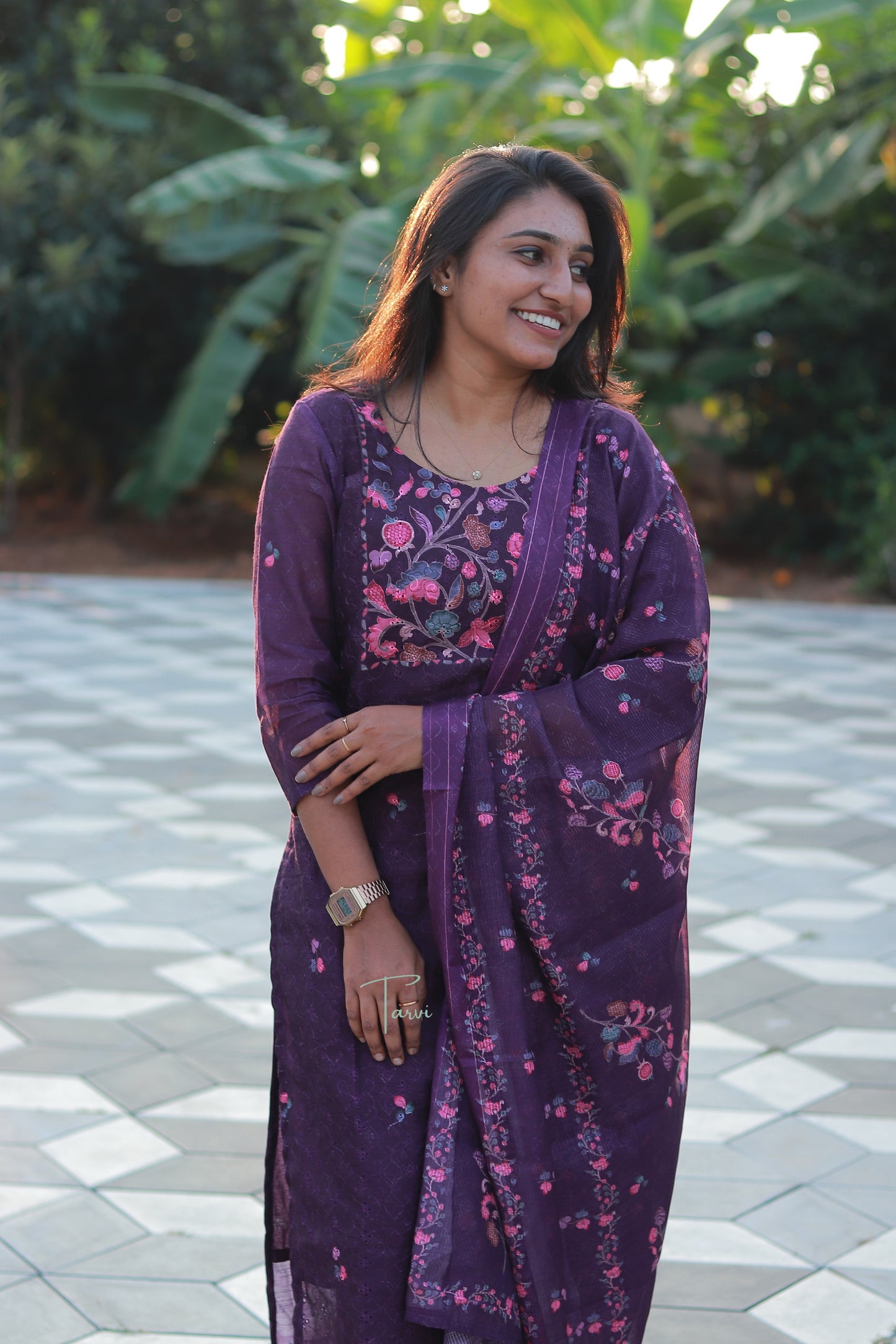 Cotton Hakoba 3-Piece Kurti Set.