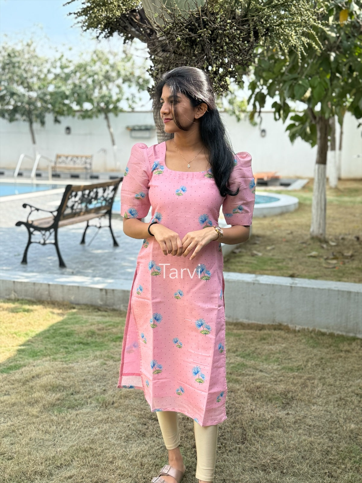 Candy Pink Chanderi Silk Kurti with cotton lining and Pichwai  Dupatta.