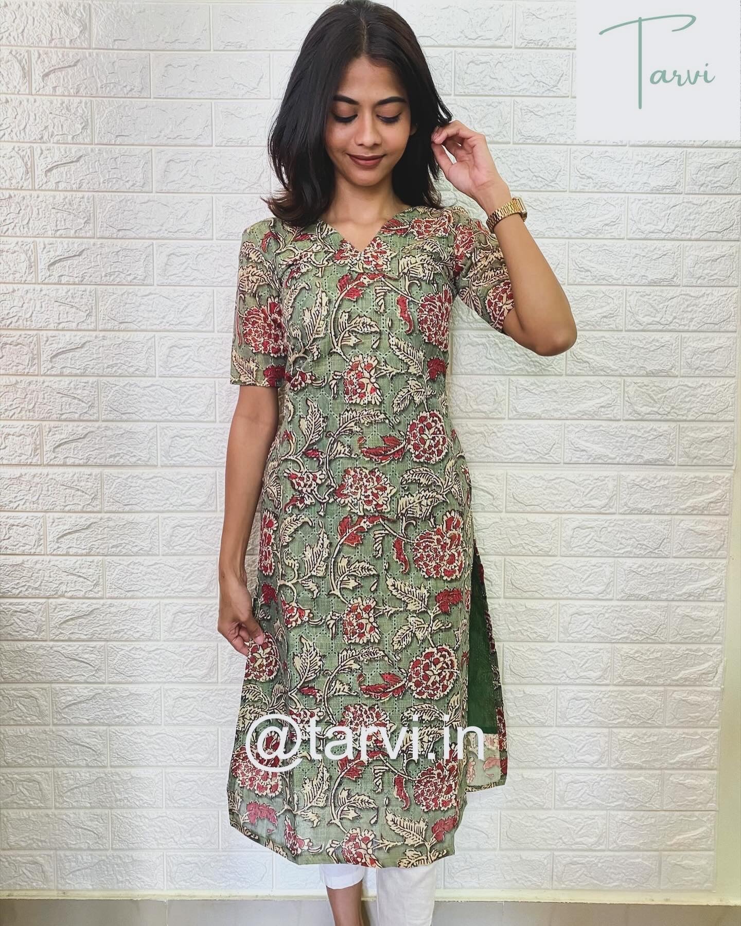 Cotton Tissue Hakoba with Kalamkari Print Kurti