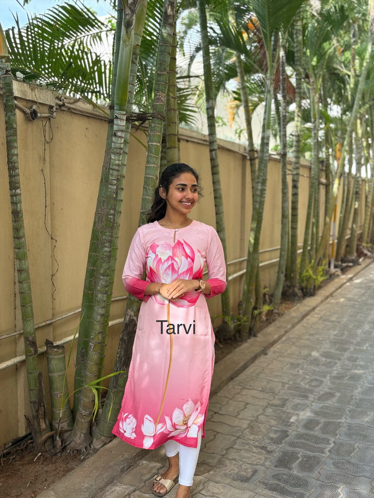 Light Pink Crepe Silk Kurti with Dupatta