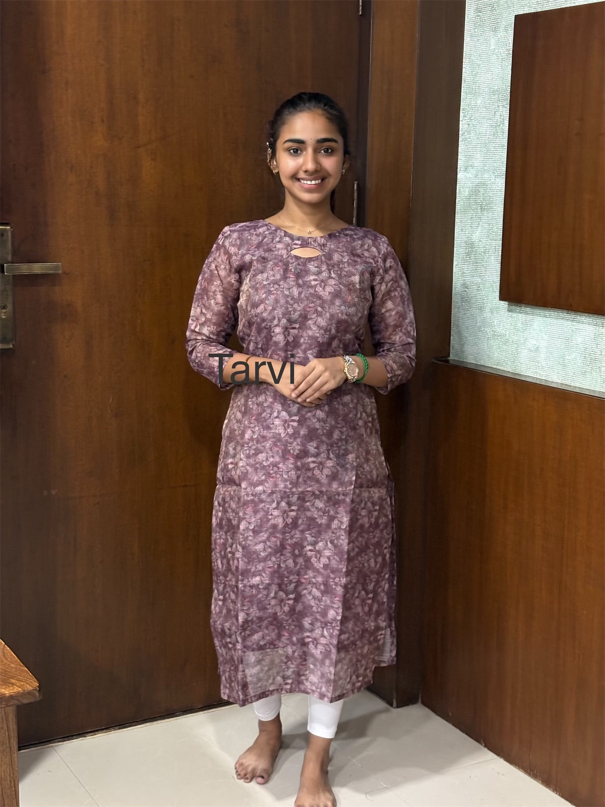 Wine Red Chanderi Tissue Silk Kurti with Cotton Lining & Dupatta