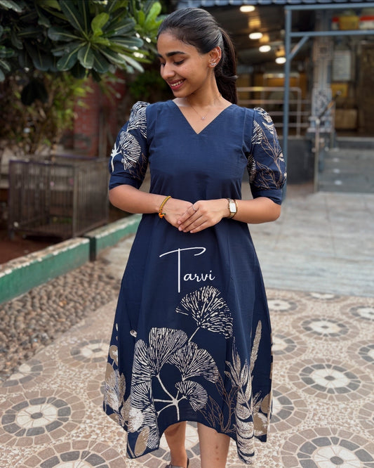 Navy Cotton Maxi with Floral print