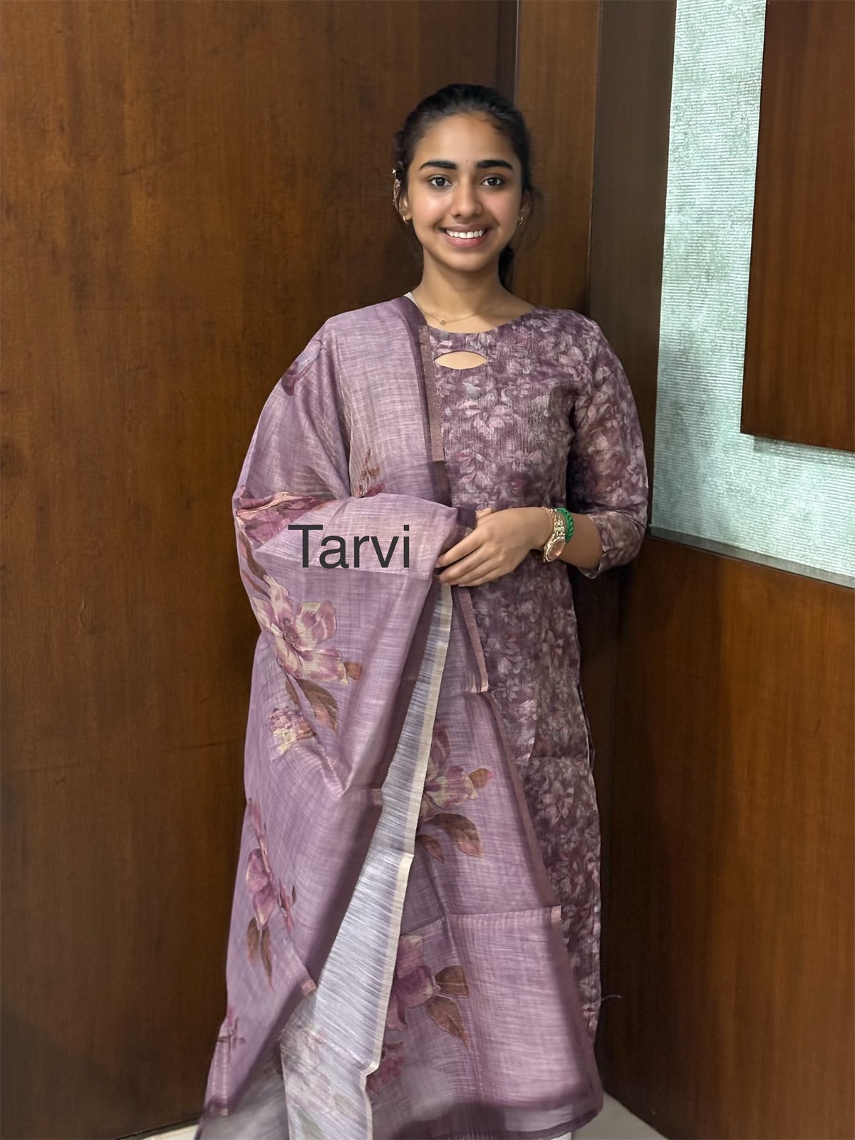 Wine Red Chanderi Tissue Silk Kurti with Cotton Lining & Dupatta
