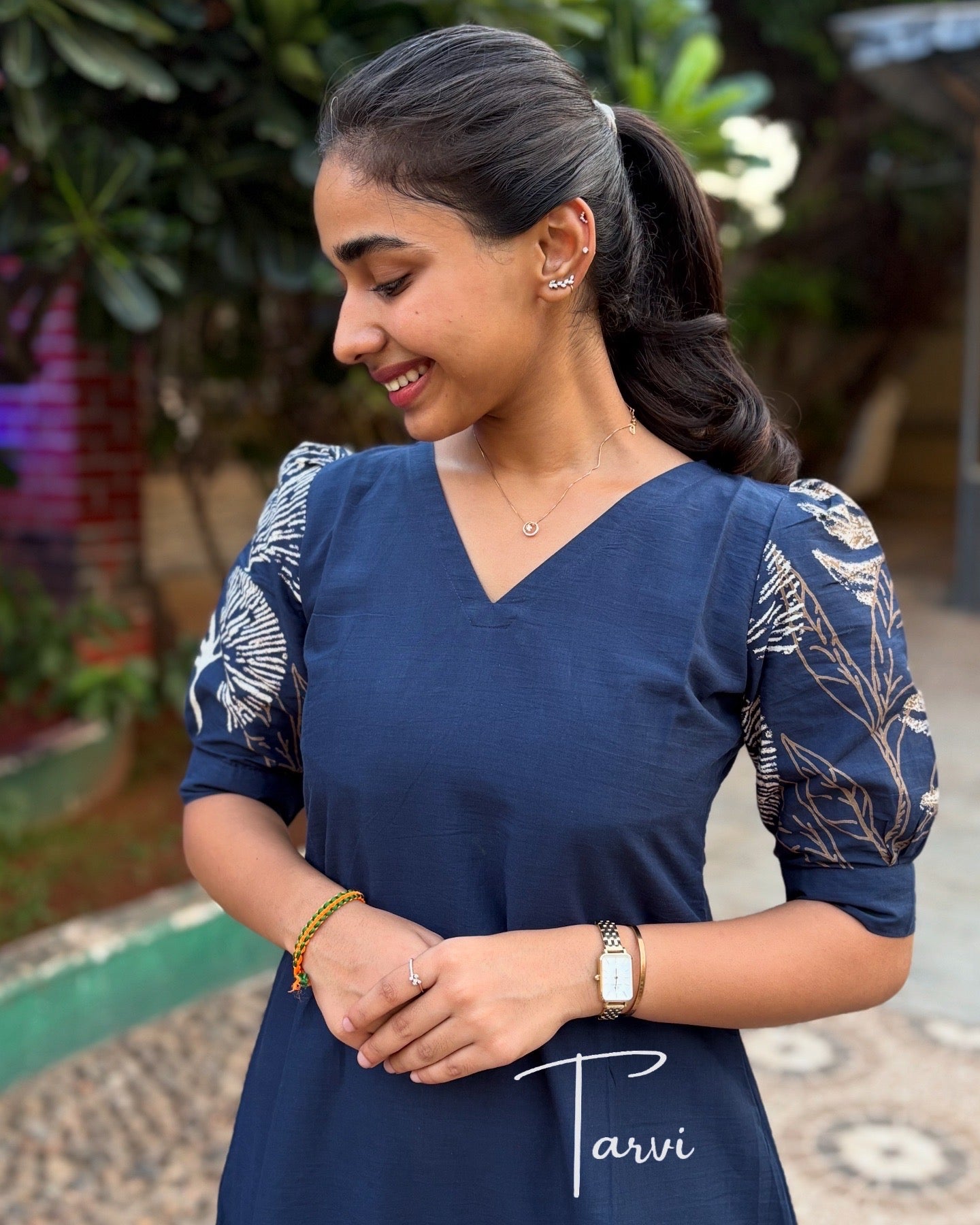 Navy Cotton Maxi with Floral print