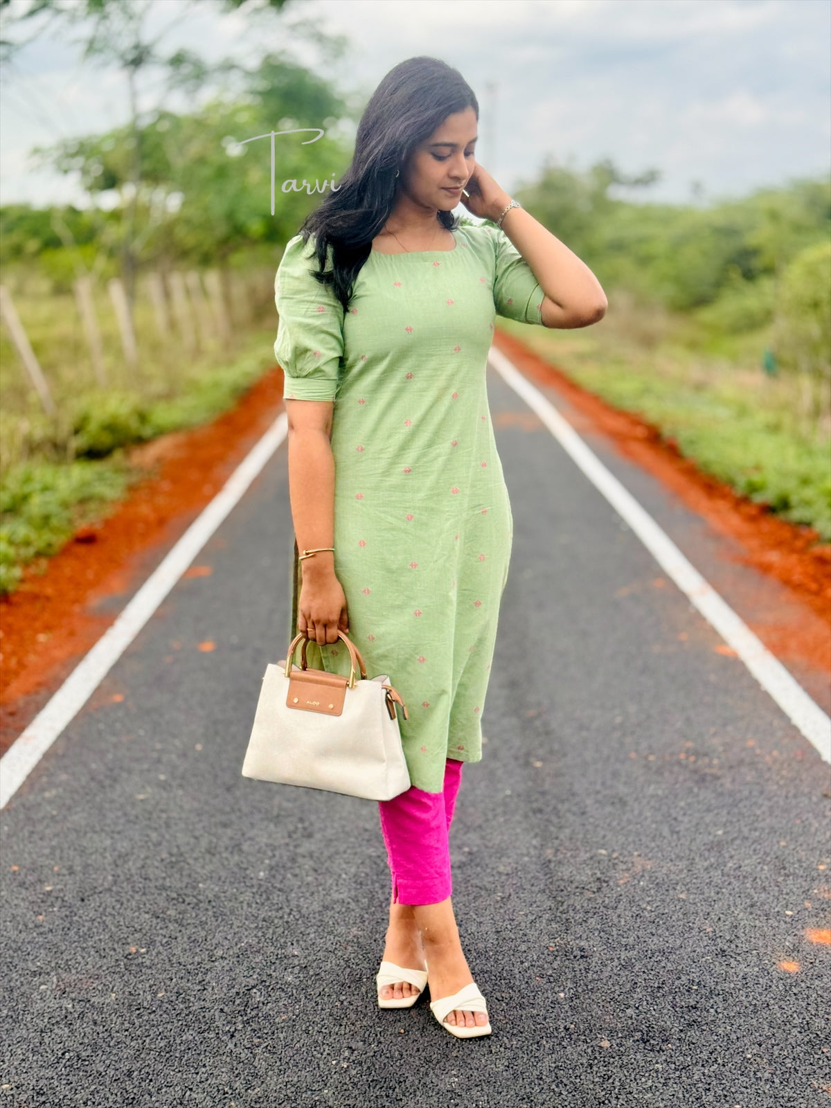 Apple Green Pure Cotton Handloom Cord Set with Pocket & Cotton Lining