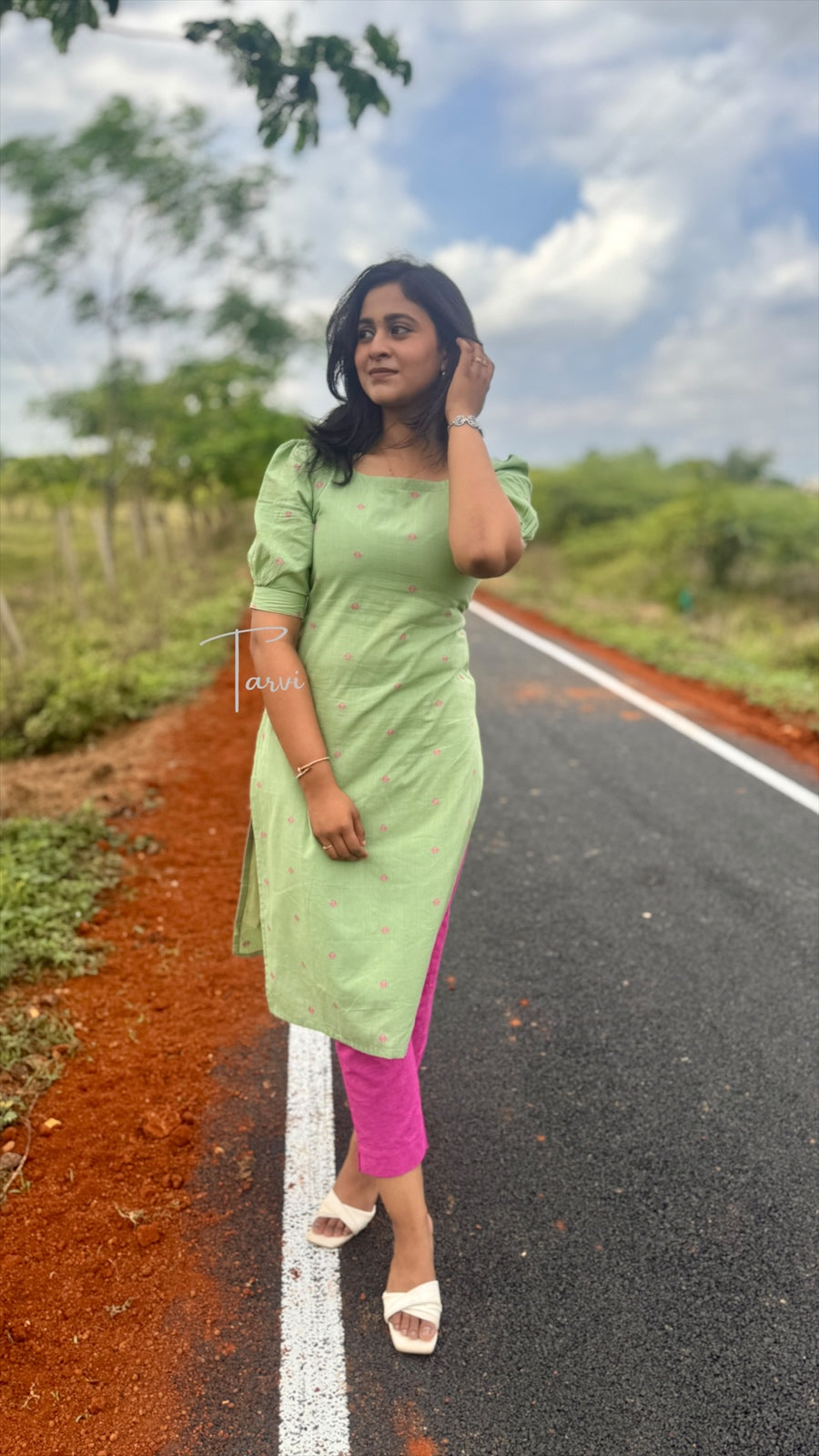 Apple Green Pure Cotton Handloom Cord Set with Pocket & Cotton Lining