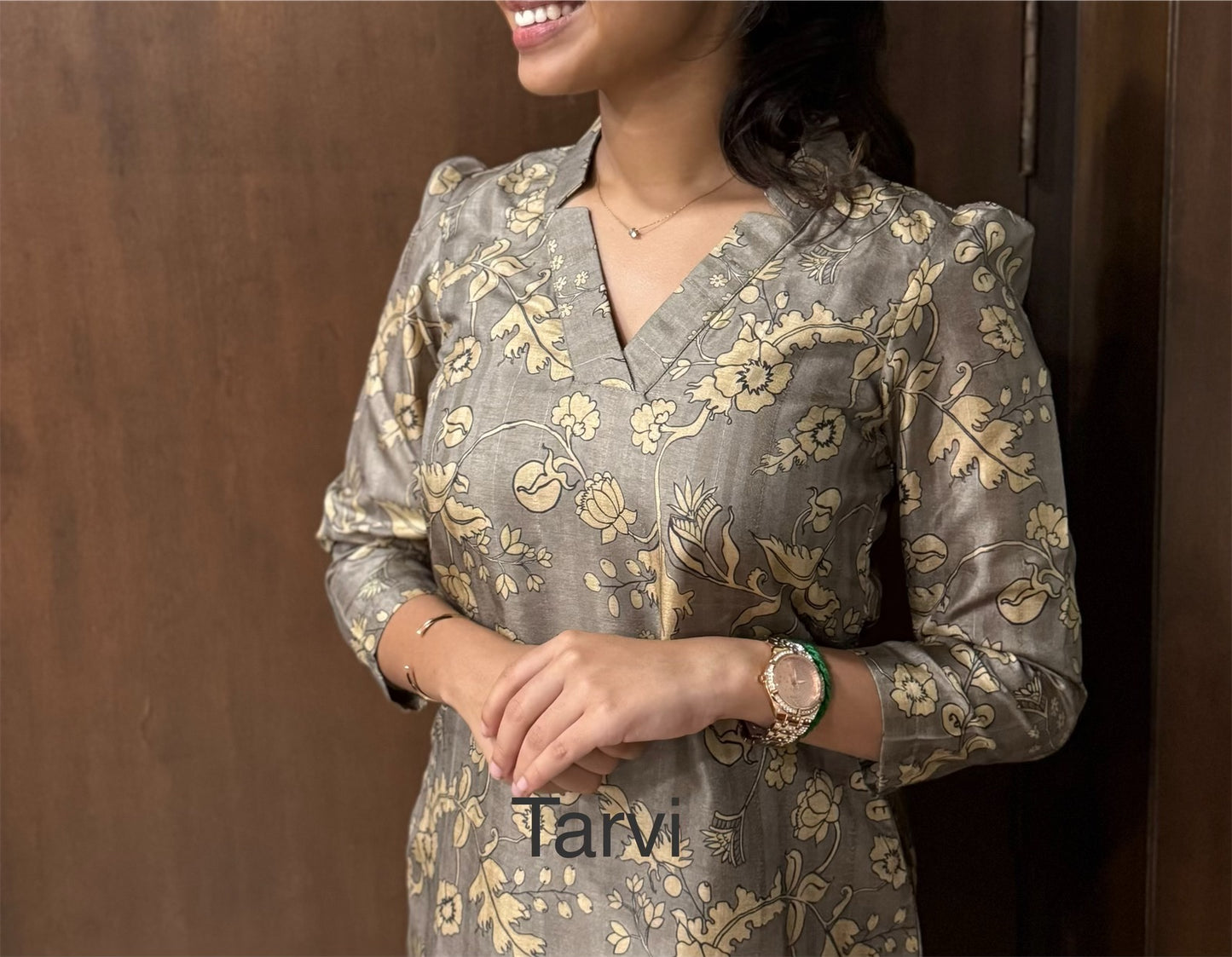 Tussar Silk Kurti with floral print