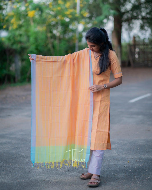 Apricot Sustainable Pure Super Soft cotton 3 pc Kurti Set