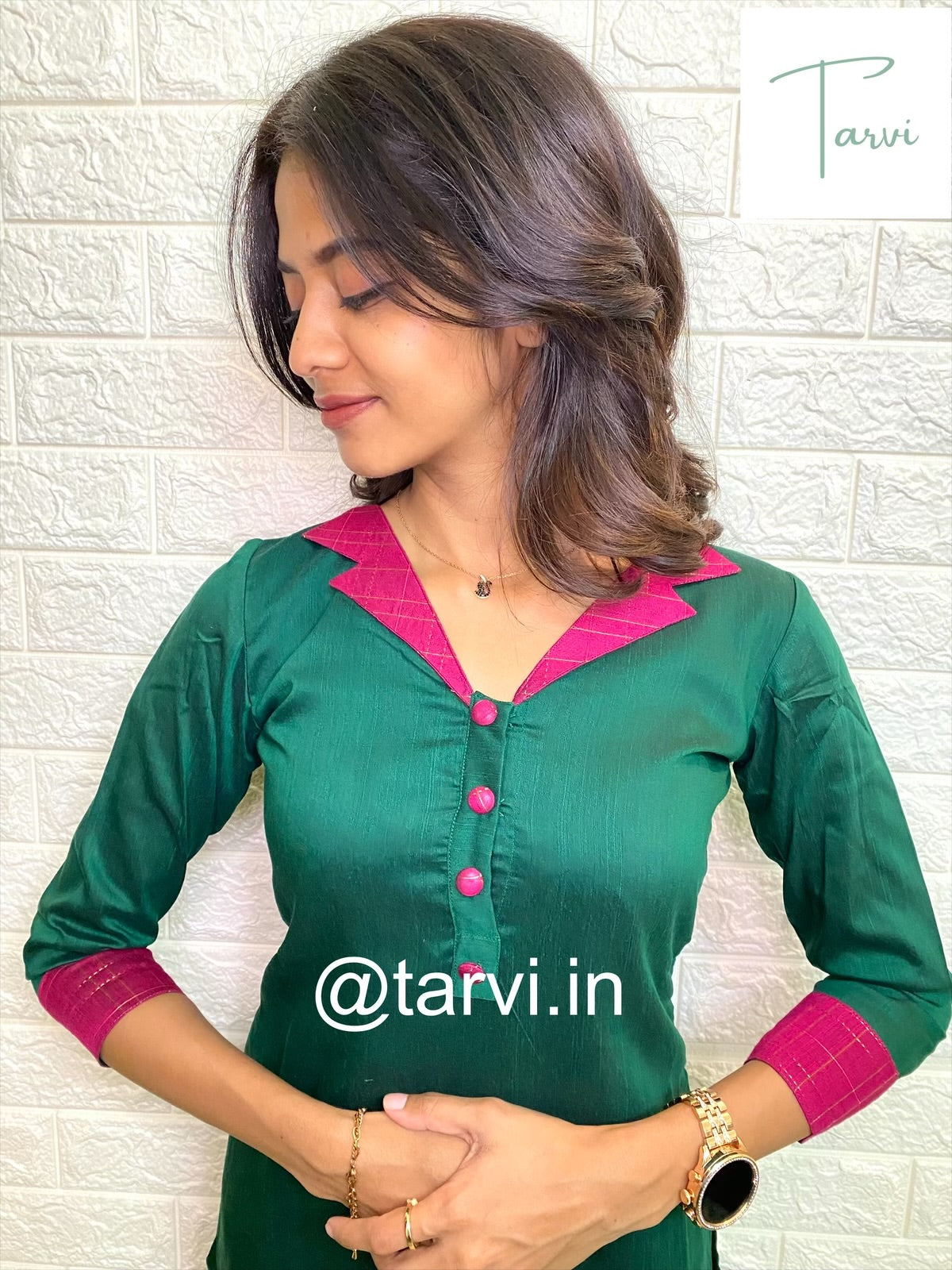 Green Raw Silk Kurti