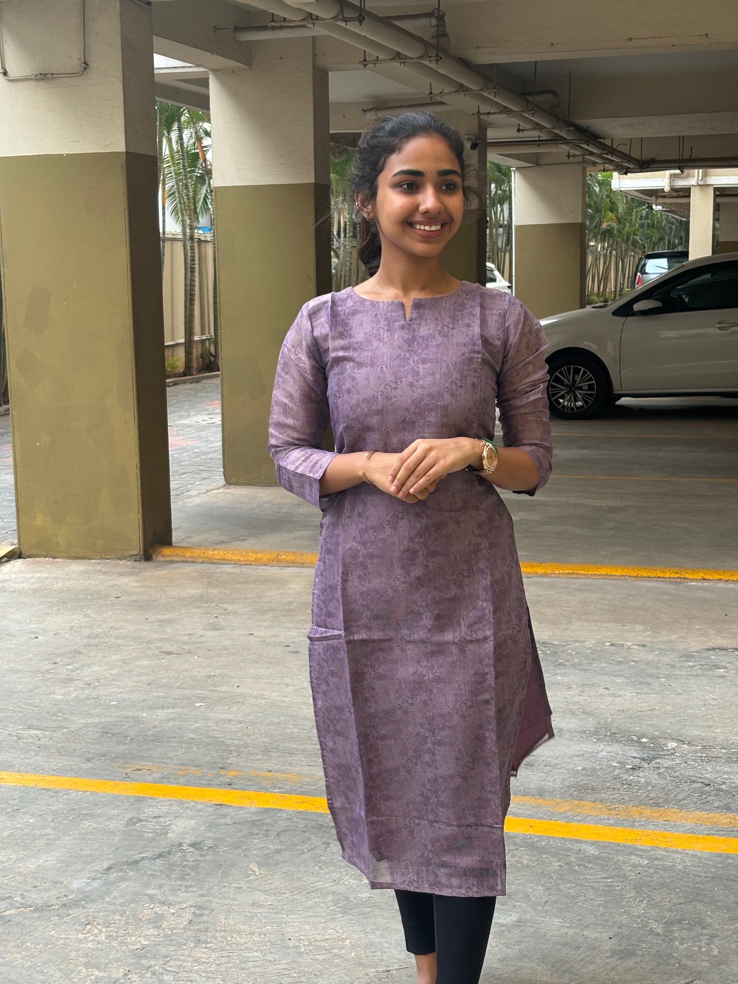 Chanderi Tissue Silk Kurti with Cotton Lining and Dupatta