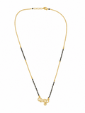 A delicate gold chain necklace featuring a central row of small black beads and a butterfly-shaped clasp, displayed on a clean white background.