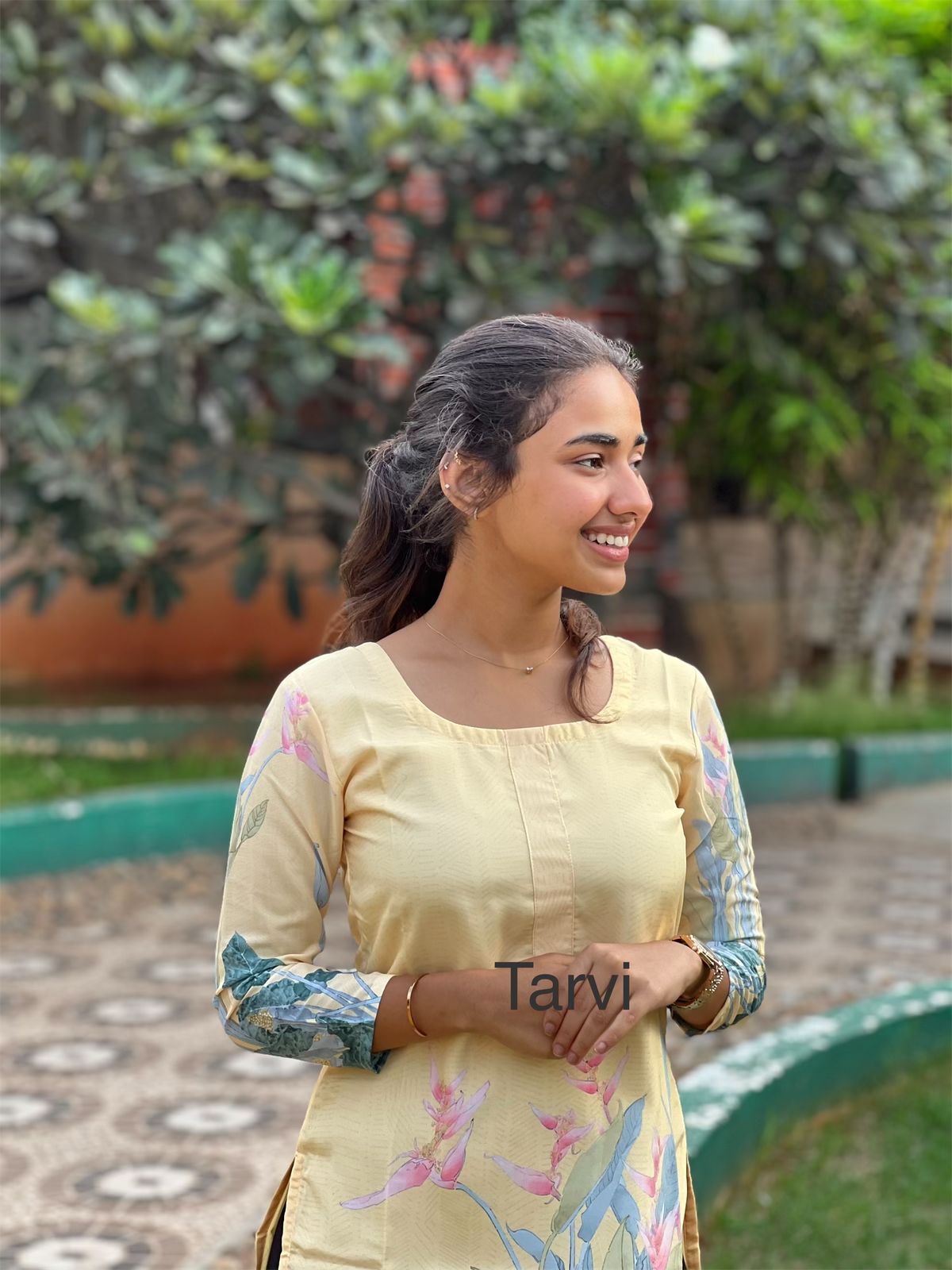 Light Yellow Crepe Silk Kurti with Dupatta