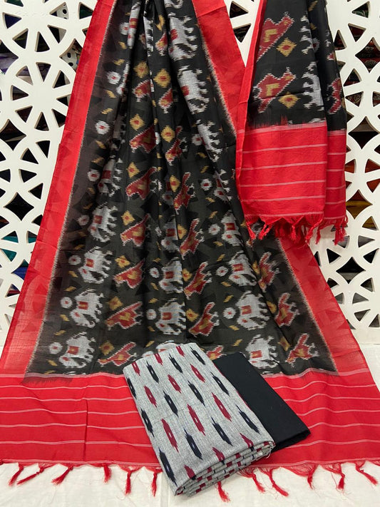 Ikat Weave Mercerised Cotton 3 pc Suit Set.