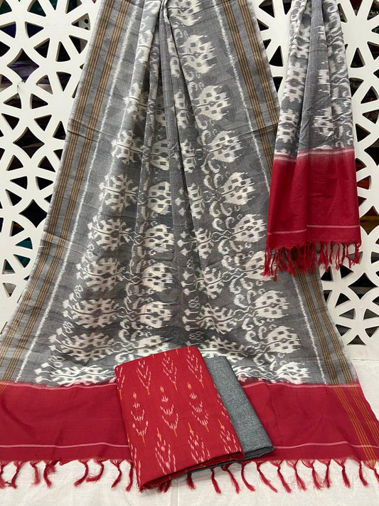 Ikat Weave Mercerised Cotton 3 pc Suit Set.