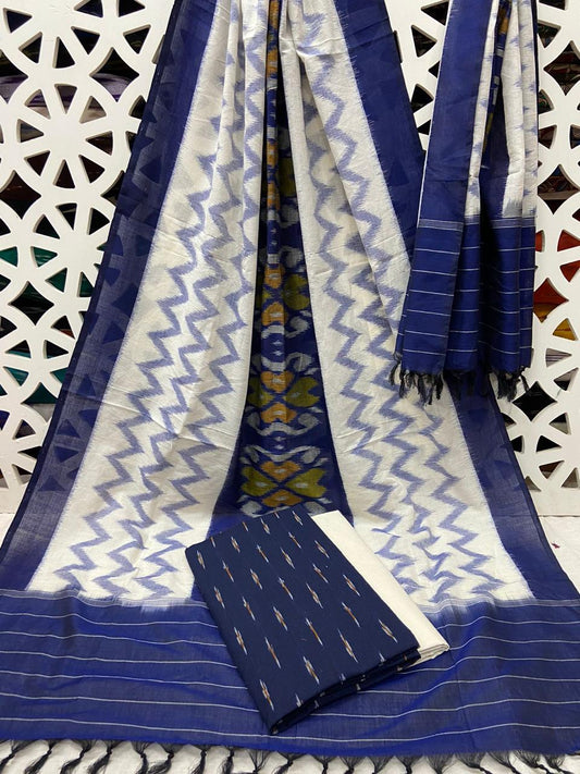 Ikat Weave Mercerised Cotton 3 pc Suit Set.