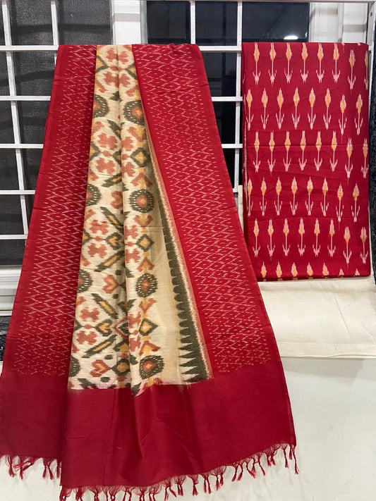 Ikat Weave Mercerised Cotton 3 pc Suit Set.