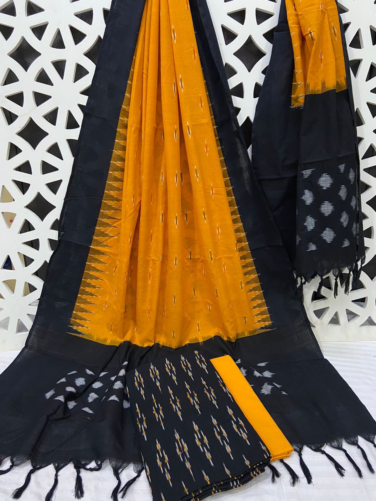 Double Ikat Weave Cotton 3 pc Suit Set