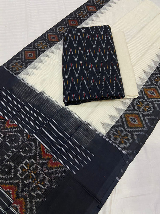 Double Ikat Weave Cotton 3 pc Suit Set