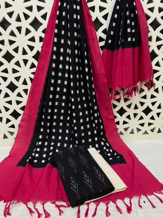 Double Ikat Weave Cotton 3 pc Suit Set