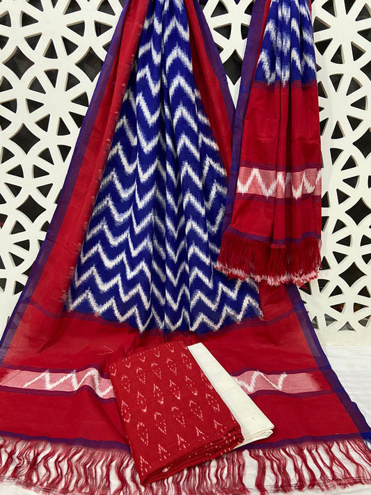 Double Ikat Weave Cotton 3 pc Suit Set